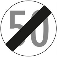 Prometni znak §52/10B, 670/1,5mm, Prestanak ograničenja brzine 50km/h, Z52/10B50-670