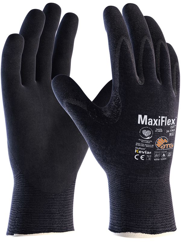 Radne rukavice sa zaštitom od posjekotina MAXIFLEX® CUT 34-1743, crne, KEVLAR®, EN 388+EN 407, vel. 11, Z132911
