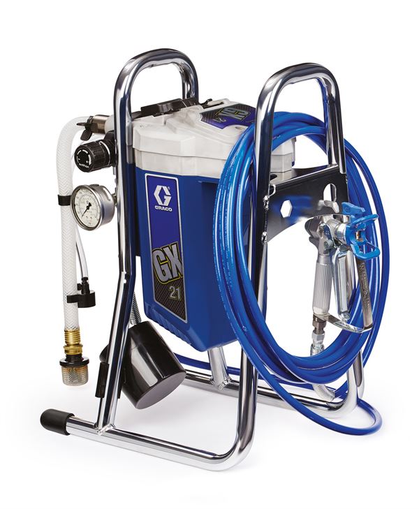 Airless uređaj za prskanje GRACO GX 21 230V sa pištoljem za prskanje, crevom, 2 mlaznice, Z17G183