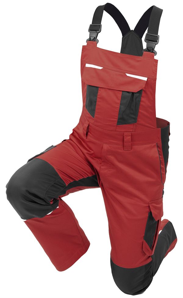 Latzhose QUALITEX IND, rot/anthrazit, 250 g/m², Gr. 56, Z41014-RALH56