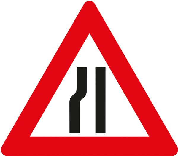 Prometni znak §50/8B, 1000/1,5mm, Suženje puta s leve strane, Z50/8B-1000
