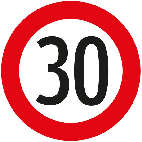 Prometni znak §52/10A, 480/1,5mm, Ograničenje brzine 30km/h, Z52/10A30-480